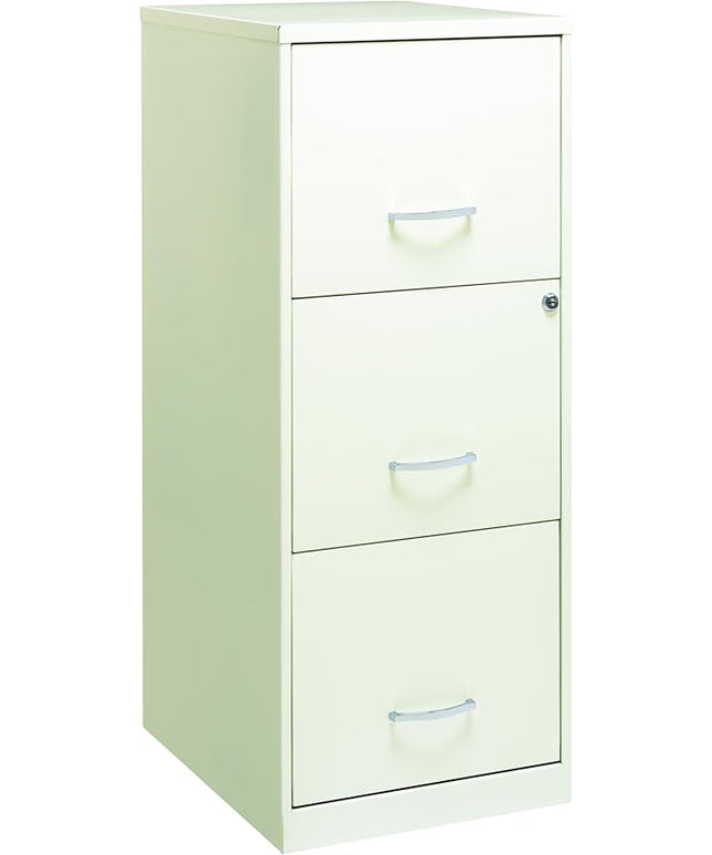 Space Solutions - 3 Drawer Fully Assembled Vertical Steel File Cabinet, Home & Small Office Use, Letter-Size, Locking, Pearl White