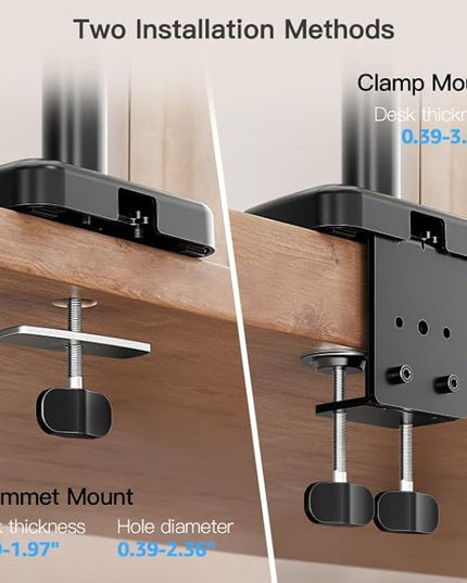 MOUNTUP 27 inch Extra Long Monitor Arm, Single Desk Mount for 22-32 inch, Tall Monitor Stand Holds 4.4-19.8lbs, Height Adjustable Monitors Stand for Desk with C-Clamp/Grommet Base, Black