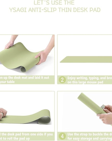 YSAGi Non-Slip Leather Desk Pad, Waterproof Laptop Computer Desk Keyboard Mat, Table Protector Blotter Mat, Large Mouse Pad for Office/Work/Home/Decor(Matcha Green, 23.6" x 13.7")