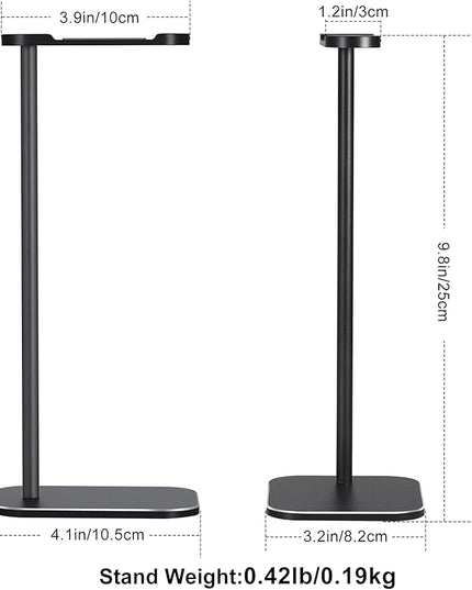 Headphone Stand Aluminum, Headset Holder with Solid Metal Base for Desk, Compatible with Most Headphones (Black)
