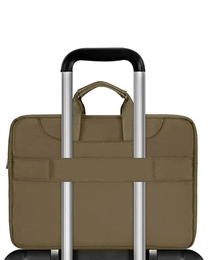 MOSISO 360 Protective Laptop Shoulder Bag Compatible with MacBook Air/Pro, 13-13.3 inch Notebook, Compatible with MacBook Pro 14 inch M5 M4 M3 M2 M1,Matching Color Sleeve with Belt, Olive Yellow