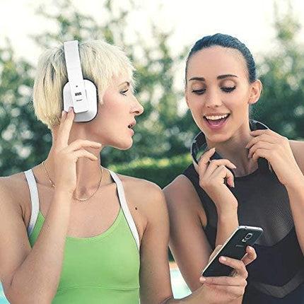 Over Ear Wireless Bluetooth Headphones with Mic - August EP650 - Custom App for Easy EQ Sound Control, aptX Low Latency, NFC, Rich Bass Clear Sound, 30 days Stand By High-Performance Comfort [White]