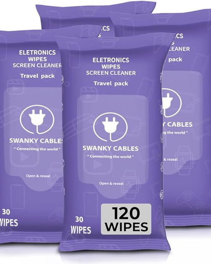 Screen Cleaner Wipes: Electronic Wipes for Screens - Computer Screen Wipes for Lens, Phone, Tv Screen and Monitor Cleaning - Tech Wipes & Microfiber Cloth (Soft Wipes, 120 Count)