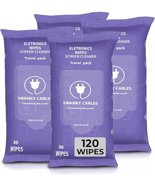 Screen Cleaner Wipes: Electronic Wipes for Screens - Computer Screen Wipes for Lens, Phone, Tv Screen and Monitor Cleaning - Tech Wipes & Microfiber Cloth (Soft Wipes, 120 Count)