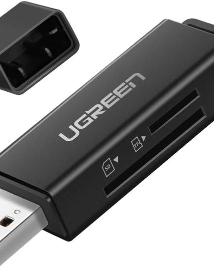 UGREEN SD Card Reader - Portable USB 3.0 Dual Slot Flash Memory Card Adapter Hub for SDXC, SDHC, MMC, RS-MMC, TF, Micro SDXC, Micro SDHC UHS-I for Mac, Windows, Linux, Chrome PC, Laptop