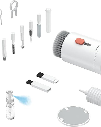 Tounee Keyboard Cleaner Kit, Electronics Cleaning Kit with Retractable Big Brush, Portable, 20 in 1 Multi-Tool Kit for Phones, Tablet, Computer, PC Monitor,TV Camera Lens with 2.5ml Mist Spray (White)