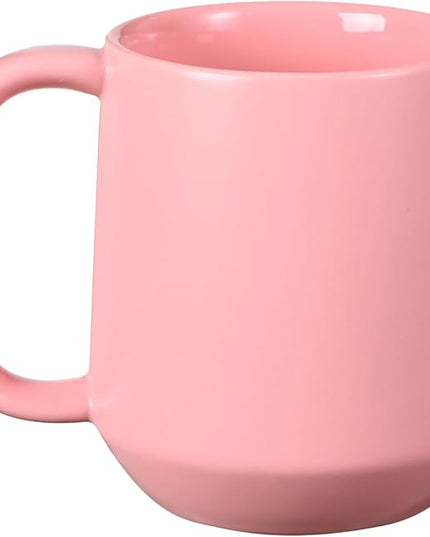 Miicol Ceramic Coffee Mug, 16 oz Large Coffee Cup, Tea Mug with Handle, Flat Bottom Mug for Men, Women, Office, Microwave and Dishwasher Safe, Multi-Color, Pink