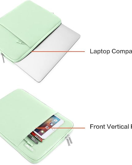 MOSISO Laptop Case 13 inch, 13 inch Laptop Sleeve Compatible with MacBook Air M4 M3 M2 M1 2025-2018 / Pro M2 M1 2025-2016, Polyester Vertical Computer Sleeve Bag with Pocket, Tea Green