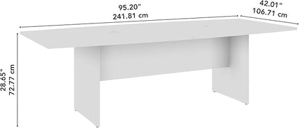 Bush Business Furniture 96-inch Office Conference Table with Wood Base, Boardroom Meeting Space for 8 Users, Platinum Gray