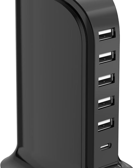 USB Charger Block with Type C, 6-Port Chargers for Multiple Devices, USB Charging Hub with Smart IC, Charger Station for Phone/Tablet/Gaming, Wall Charger Adapter Compact&Portable
