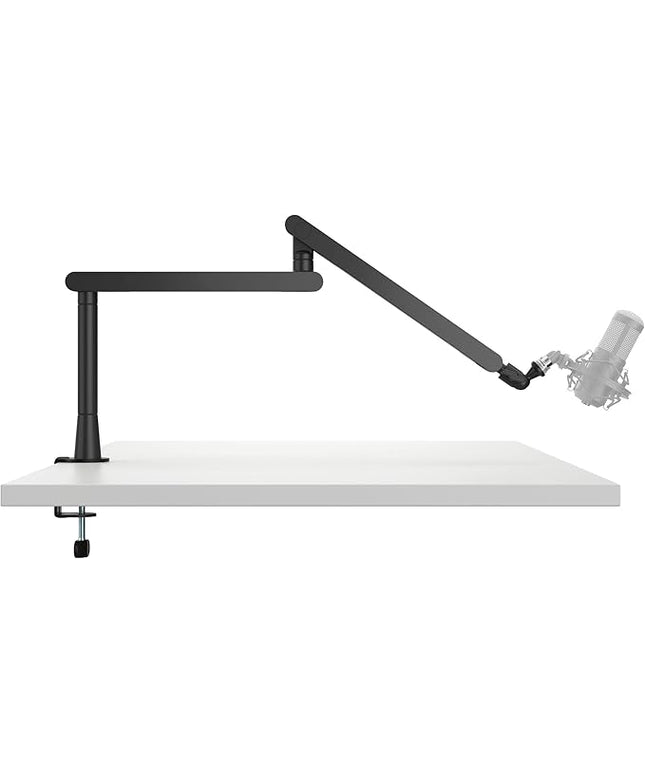 Mount-It! Mic Arm, Microphone Boom Arm, Adjustable Full Motion Mic Desk Mount, for Streaming, Gaming, Podcast, Recording, 3/8" and 5/8" Compatible, Low Profile Design, Height up to 27.8", Black