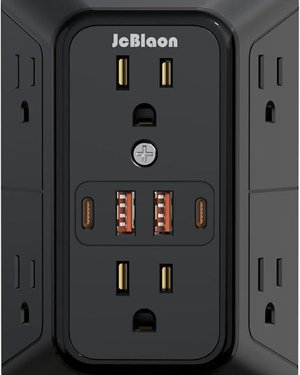 JcBlaon Outlet Extender Surge Protector - 6 Outlet Splitter with 4 USB Ports (2 USB C), Multiple Plug Expander Wall Charger, 3 Sided Multi Plug Wall Adapter Power Strip for Home Office Kitchen Travel