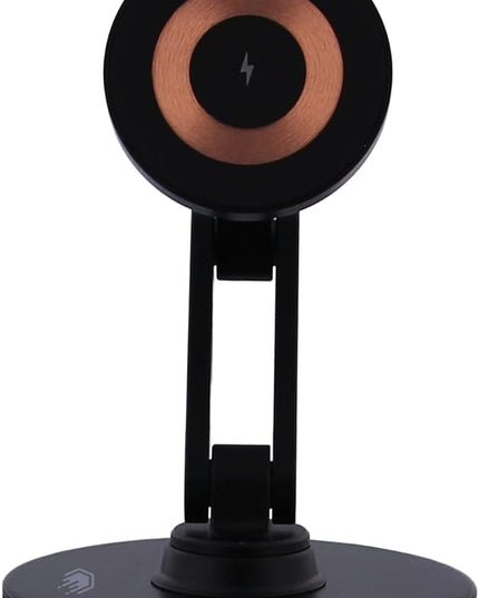 ClikDock Cell Phone Magnetic Wireless Charger Stand, 360° Spin, Aluminum Construction, Compatible with MagSafe Phones for iPhone & Andriod (Black)
