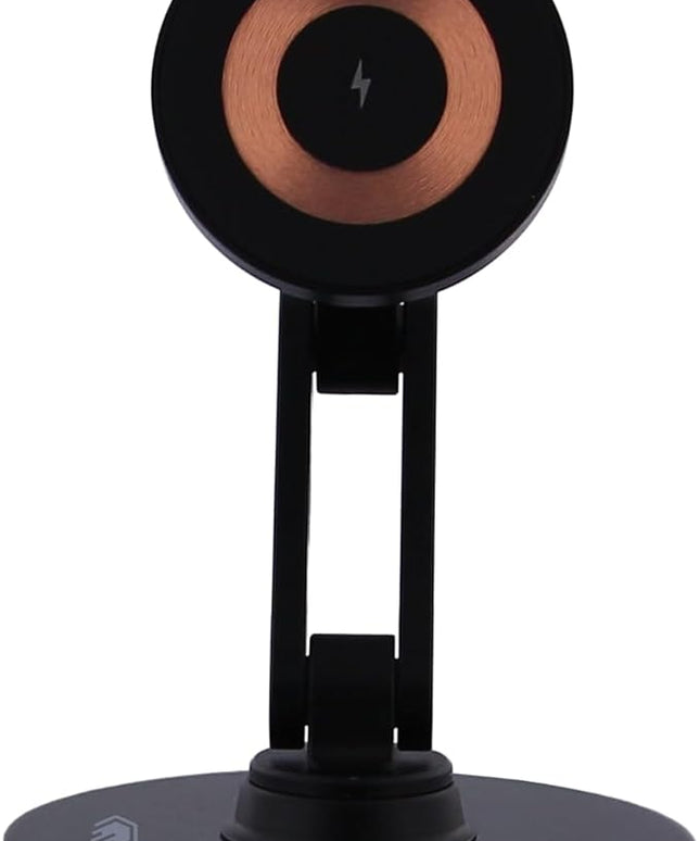 ClikDock Cell Phone Magnetic Wireless Charger Stand, 360° Spin, Aluminum Construction, Compatible with MagSafe Phones for iPhone & Andriod (Black)