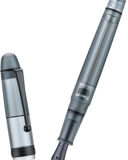 Asvine V126 Vacuum Filling Fountain Pen, Matte Black Acrylic Stub Nib 1.1mm Calligraphy Art Drawing with Case Set