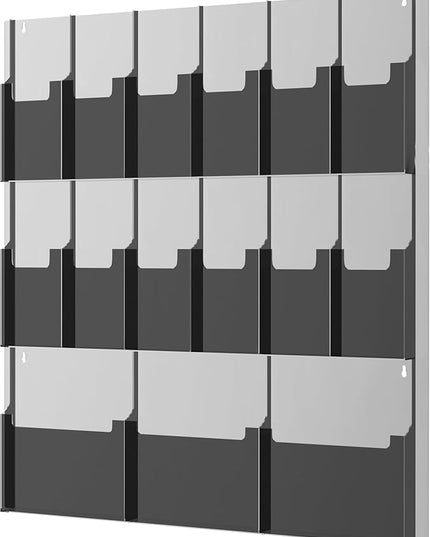 Nalwort Acrylic Brochure Pamphlet Holder, 3 Magazine Holders and 12 Pamphlet Holders, Black Display Rack Wall Mount, Trifold Flyer Holder, Literature Storage Rack for Home, Offices, Waiting Room