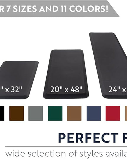 KANGAROO Thick Ergonomic Anti Fatigue Mats for Kitchen Floor, 48x20, Cushioned Standing Office Desk Mat, Waterproof Scratch Resistant Topside, Supportive All Day Comfort Padded Foam Rugs, Red
