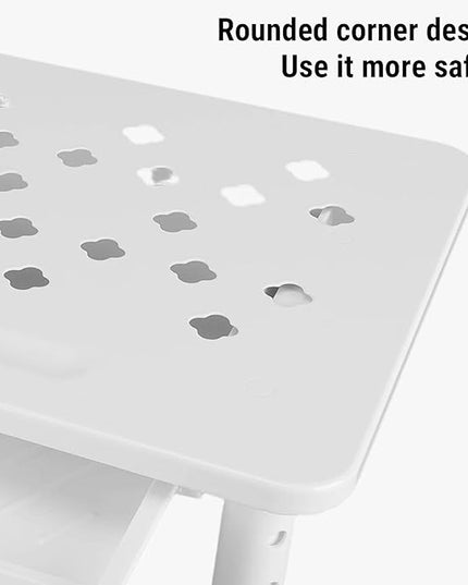 Metal Monitor Stand Monitor Riser with Drawer, 3 Adjustable Height Computer Stand Riser, Office Desk Accessories Workspace Desktop Organizers Storage for Lap (White)
