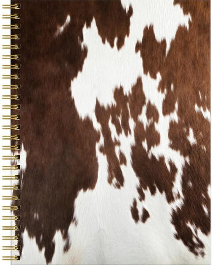 Spiral Journal Notebook for Women,A5 College Ruled Notebooks 6"x 8.4", 120 Pages (60 Sheets) Lined Journal with Premium Thick Paper,Perfect for School Office Home(Brown Cow Cowhide)