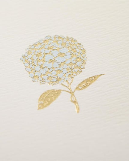 Graphique Hydrangea La Petite Presse Boxed Notecards - 10 Embellished Gold Foil Blank Cards with Matching Envelopes and Storage Box, 3.25" x 4.75" (L1346CB)