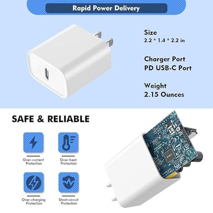 iPhone Fast Charger,Phone 14 13 12 11 Fast Charger USB C Wall Charger with 2-Pack 6FT Fast Charging Cable Compatible with iPhone 14/14 Pro/14 Pro Max/i Phone 13pro/12/11/X/8/7/6/iPad Pro/Mini/AirPods