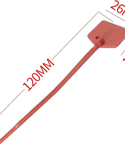 4 in Marker Nylon Cable Ties, Plastic Water Proof Tags, Self-Locking Written-on Cable Marker, Security Seals Label for Cabling, Wire Marking Label, Shipping Hanging Tags - Red/ 100pcs