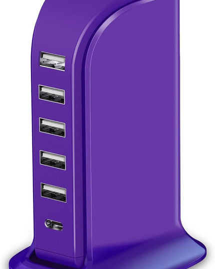 iPhone Charger Fast Charging Upoy, Multi Device USB Charging Station, 6 Ports USB Blocks, Power Adapter 1 USB C + 5 USB A Ports, Kawaii Electronics Accessories, Essentials for Travel, Vacation, Home