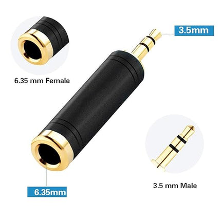 Tisino 1/4 to 3.5mm Stereo Adapter, 1/4 inch Female to 1/8 inch Male Mini Jack Aux Converter Headphone Adapter - Black, 1PCS