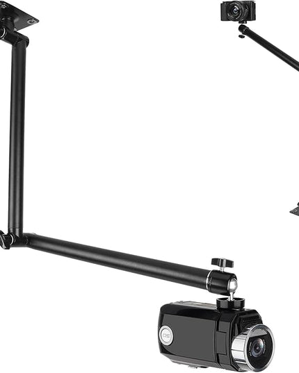 Articulating Camera Wall Mount with 1/4"-20 Threaded Compatible with DSLR/Security/Webcam/Action/LED Light/CCTV POV Camcorder Cameras,Adjustable Aluminium Alloy Arm Metal Base