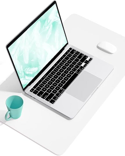 YSAGi Non-Slip Leather Desk Pad, Waterproof Laptop Computer Desk Keyboard Mat, Table Protector Blotter Mat, Large Mouse Pad for Office/Work/Home/Decor(White, 23.6" x 13.7")