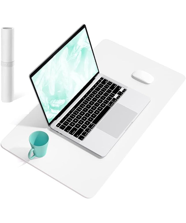 YSAGi Non-Slip Leather Desk Pad, Waterproof Laptop Computer Desk Keyboard Mat, Table Protector Blotter Mat, Large Mouse Pad for Office/Work/Home/Decor(White, 23.6" x 13.7")