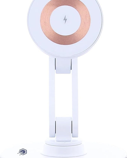 ClikDock Cell Phone Magnetic Wireless Charger Stand, 360° Spin, Aluminum Construction, Compatible with MagSafe Phones for iPhone & Andriod (White)