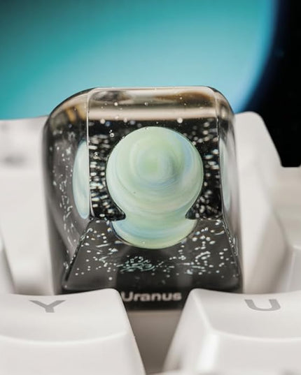 Uranus Planet Artisan Keycap R1 SA Profile Custom Solar System Planets Keycaps 1U ESC Handmade Resin Gaming Galaxy Key Cap Cherry MX Switch Compatible Mechanical Keyboard Space Lover Gift