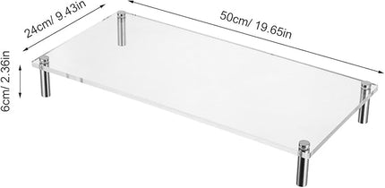 ibasenice Transparent Monitor Stand Riser: Clear Acrylic Computer Riser for Desk Home Office - Space Saving Desk Shelf Stable Platform Tabletop Organizer 50*24cm