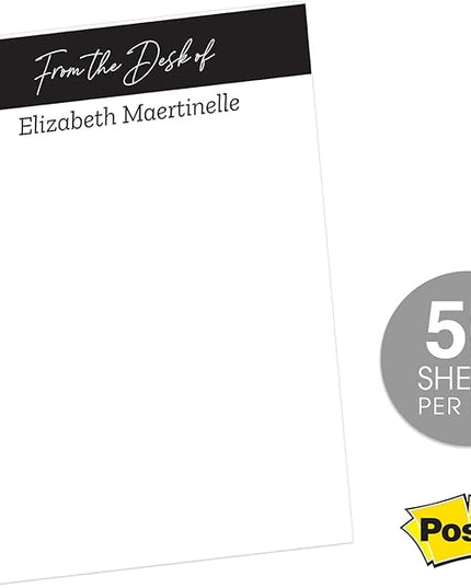 from The Desk of Personalized 4" x 6" Sticky Note Pads/Modern Set of 3 Custom Pads / 50 Sticky Sheets Per Pad/Customized Note Pads Made in The USA