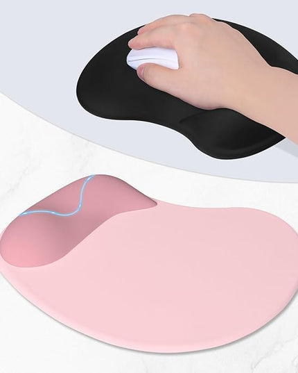 ITNRSIIET Ergonomic Mouse Pad, Cushioned Gel Wrist Rest, Non-Slip Base, Smooth Surface, Cute Multi-Color, 9.5 x 8.2 in, Pink Accent