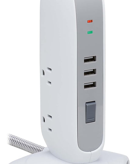 Tripp Lite TLP66USB Surge Protector Tower with USB Ports, 1200 Joules, 5-Outlets, 3 USB Ports, 6ft Heavy-Duty Braided Extension Cord, Desk Charging Tower, Dorm Essentials, Tower Power Strip with Surge