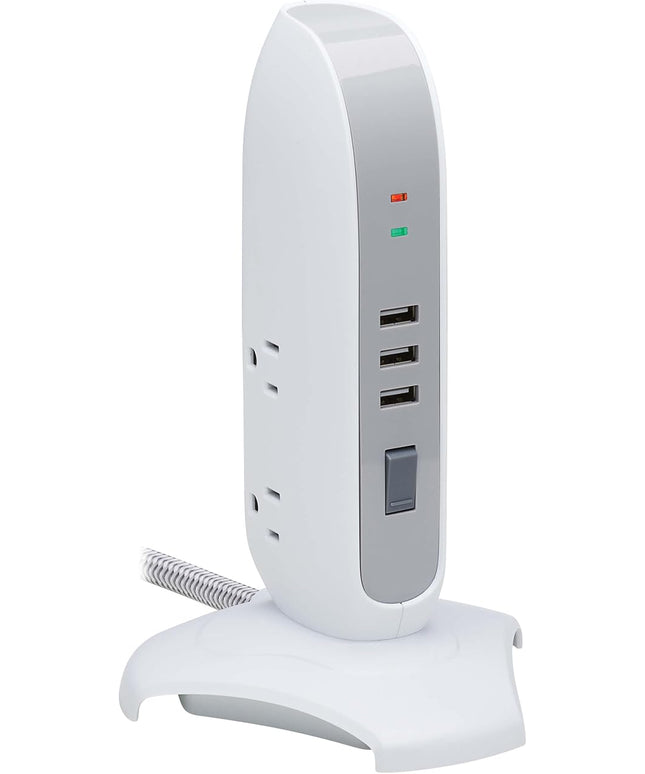 Tripp Lite TLP66USB Surge Protector Tower with USB Ports, 1200 Joules, 5-Outlets, 3 USB Ports, 6ft Heavy-Duty Braided Extension Cord, Desk Charging Tower, Dorm Essentials, Tower Power Strip with Surge