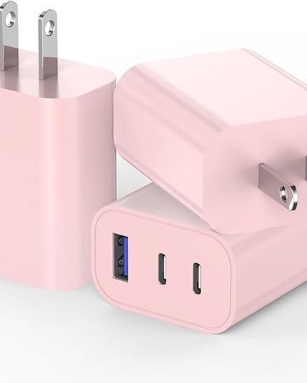 35W USB C Charger Block [3-Pack] Apple iPhone 17 Wall Plug Fast Charging Block, 3-Port PD+QC Power Adapter Multiport Brick Type C Charger for iPhone 17/Air/16/16 Pro/15/15 Pro/Pro Max/Plus/14/13/12