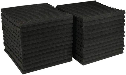 24 Pack Acoustic Panels Soundproof Studio Foam for Walls Sound Absorbing Panels Sound Insulation Panels Wedge for Home Studio Ceiling, 1" X 12" X 12" (Black)
