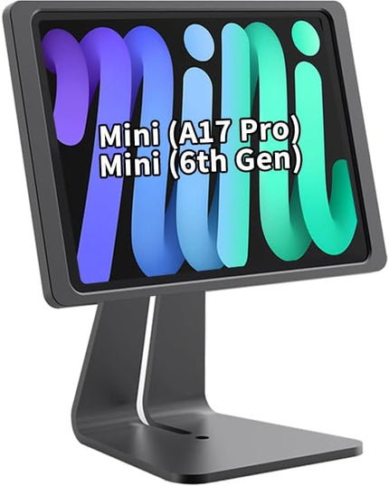 Magnetic Stand on Desk with Charging Case A6 for iPad mini (A17 Pro, A15 Bionic) 8.3-Inch, Classic L Shape, Sturdy Metal Base, Strong Magnets, 360 Rotation, 90 Tilt