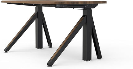 DEZCTOP Revon Pro Electric Standing Desk, 47.2" x 27.6" Large Work Surface, Height Adjustable (27.6"-47.2"), Sturdy Keel Frame, with Magnetic Modular System, Anti-Collision, Walnut for Home Office