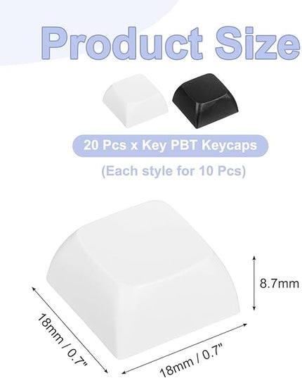 PATIKIL PBT Keycap Set, 20Pcs Colorful Mechanical Numeric Keypads Portable Blank Keycaps for Daily Office Work Gaming Entertainment Creative Design, Black White