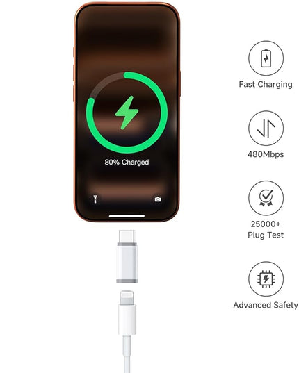 Lightning to USB C Adapter 4 Pack - Fast Charging & Data Transfer USB Type C to Lightning Charger Connector Compatible with iPhone 15/16/17 Pro Max/Plus, Samsung, Pixel - (Not for Audio/OTG)