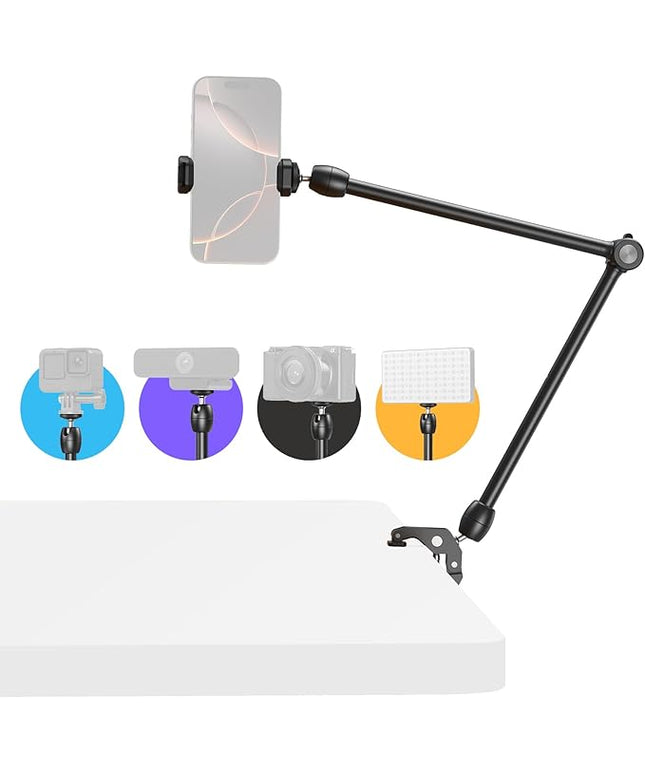 SMALLRIG Desktop Magic Arm Support with Crab-Shaped Clamp Kit, Aluminum Alloy, 24.3x4.5x1.1 in, 0.6lb Payload, for Smartphones, Webcams, Action Cameras, 5624