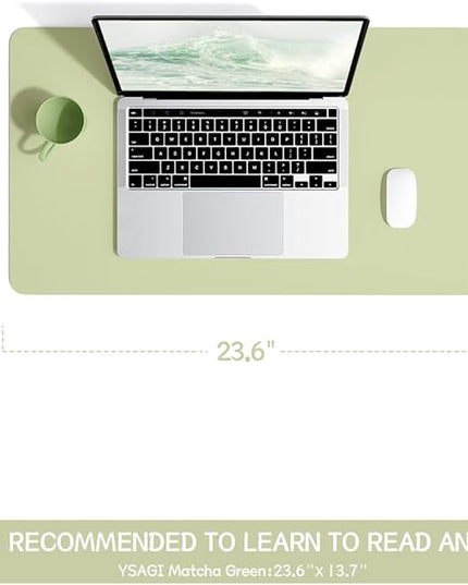 YSAGi Non-Slip Leather Desk Pad, Waterproof Laptop Computer Desk Keyboard Mat, Table Protector Blotter Mat, Large Mouse Pad for Office/Work/Home/Decor(Matcha Green, 23.6" x 13.7")
