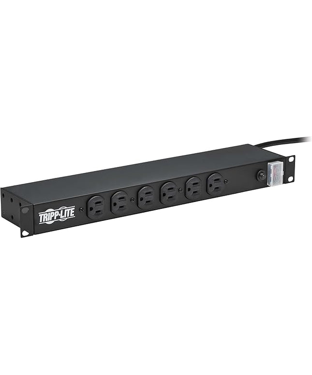Tripp Lite 12-Outlet Rackmount PDU Power Strip, Network-Grade Front & Rear Facing Outlets, 15A, 120V, 15ft Cord with 5-15P Plug, Horizontal 1U Rack Mount, Lifetime Manufacturer's Warranty (RS-1215)