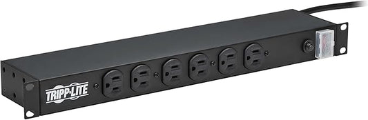 Tripp Lite 12-Outlet Rackmount PDU Power Strip, Network-Grade Front & Rear Facing Outlets, 15A, 120V, 15ft Cord with 5-15P Plug, Horizontal 1U Rack Mount, Lifetime Manufacturer's Warranty (RS-1215)