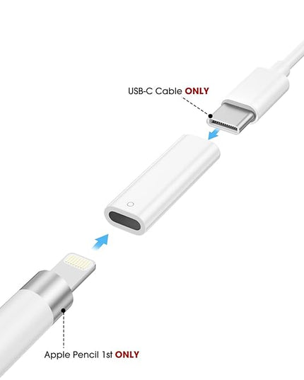 TechMatte Charging Adapter Compatible with Apple Pencil 1st Generation, Lightning to USB-C Charger Connector, Supports Pairing with iPad 10th/11th A16 2025 Gen