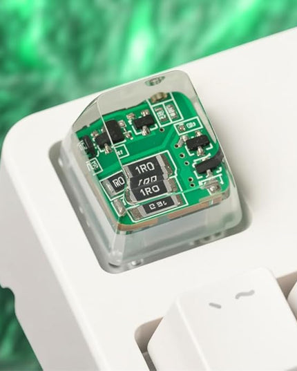 Green Circuit Board Artisan Keycap R1 SA Profile Custom Keycaps 1U ESC Handmade Gaming Resin Key Cap Cherry MX Switch Compatible Mechanical Keyboard Tech Lover Gift